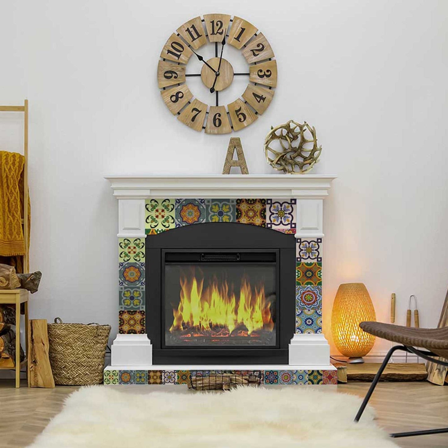 8" X 8" Auguri Flora Peel and Stick Removable Tiles - Homeroots - Flyclothing LLC