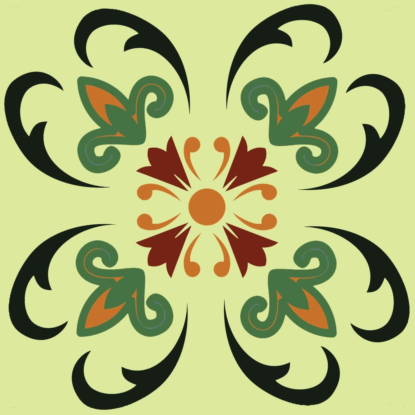 8" X 8" Auguri Flora Peel and Stick Removable Tiles - Homeroots - Flyclothing LLC