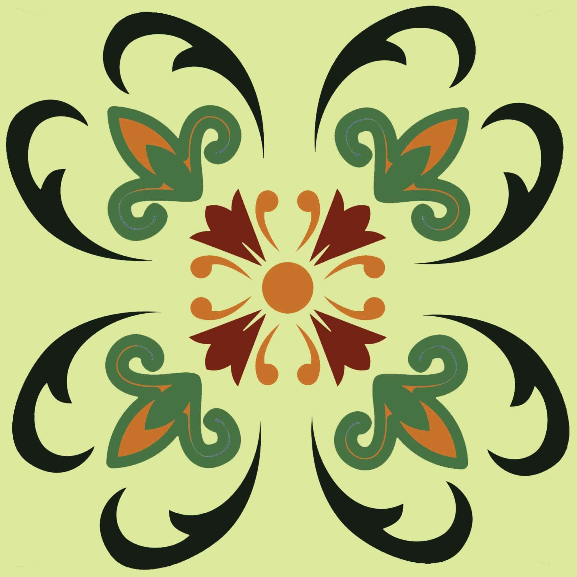 8" X 8" Auguri Flora Peel and Stick Removable Tiles - Homeroots - Flyclothing LLC