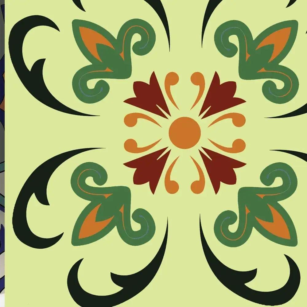 8" X 8" Auguri Flora Peel and Stick Removable  Tiles - Homeroots