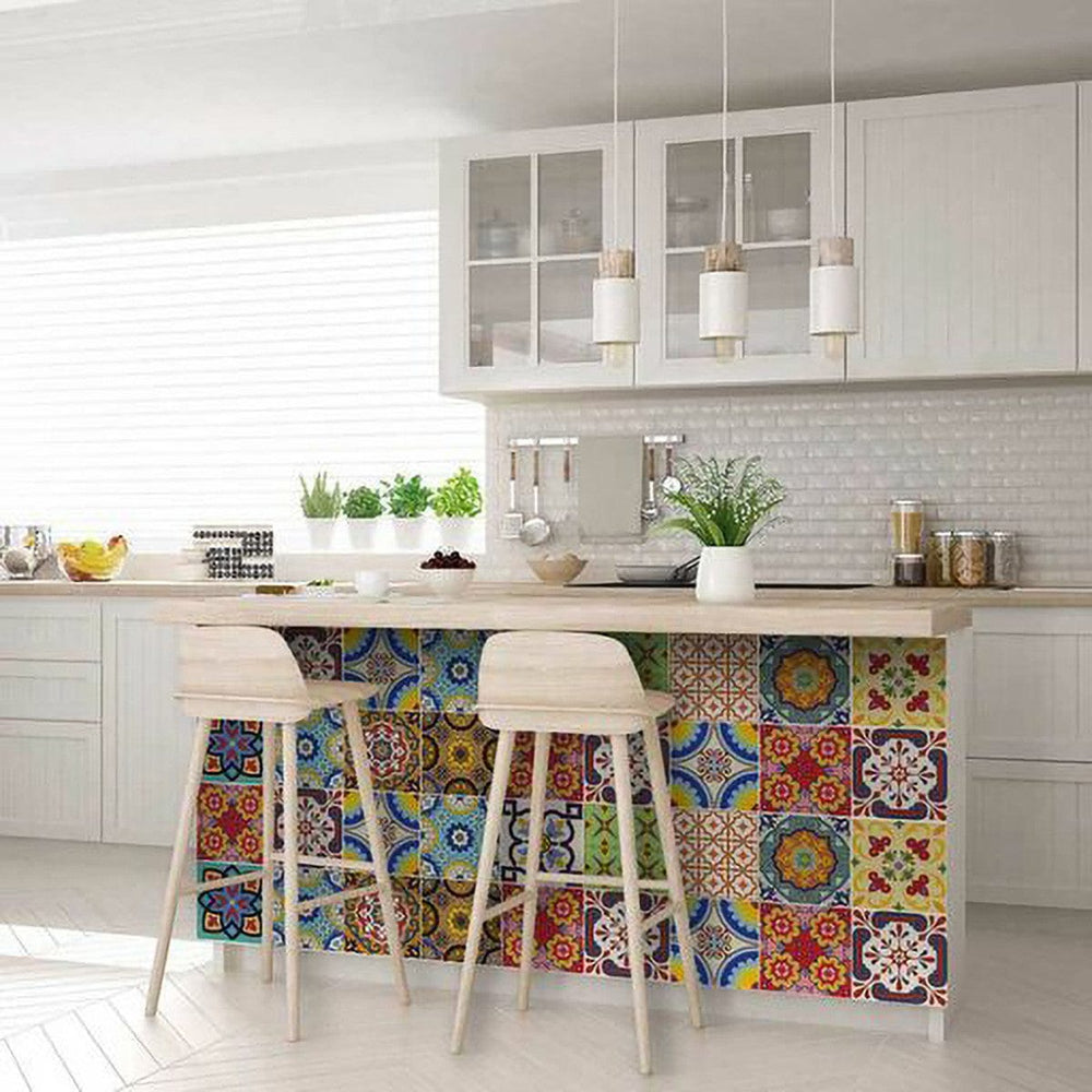 7" X 7" Auguri Geo Peel and Stick Removable  Tiles - Homeroots