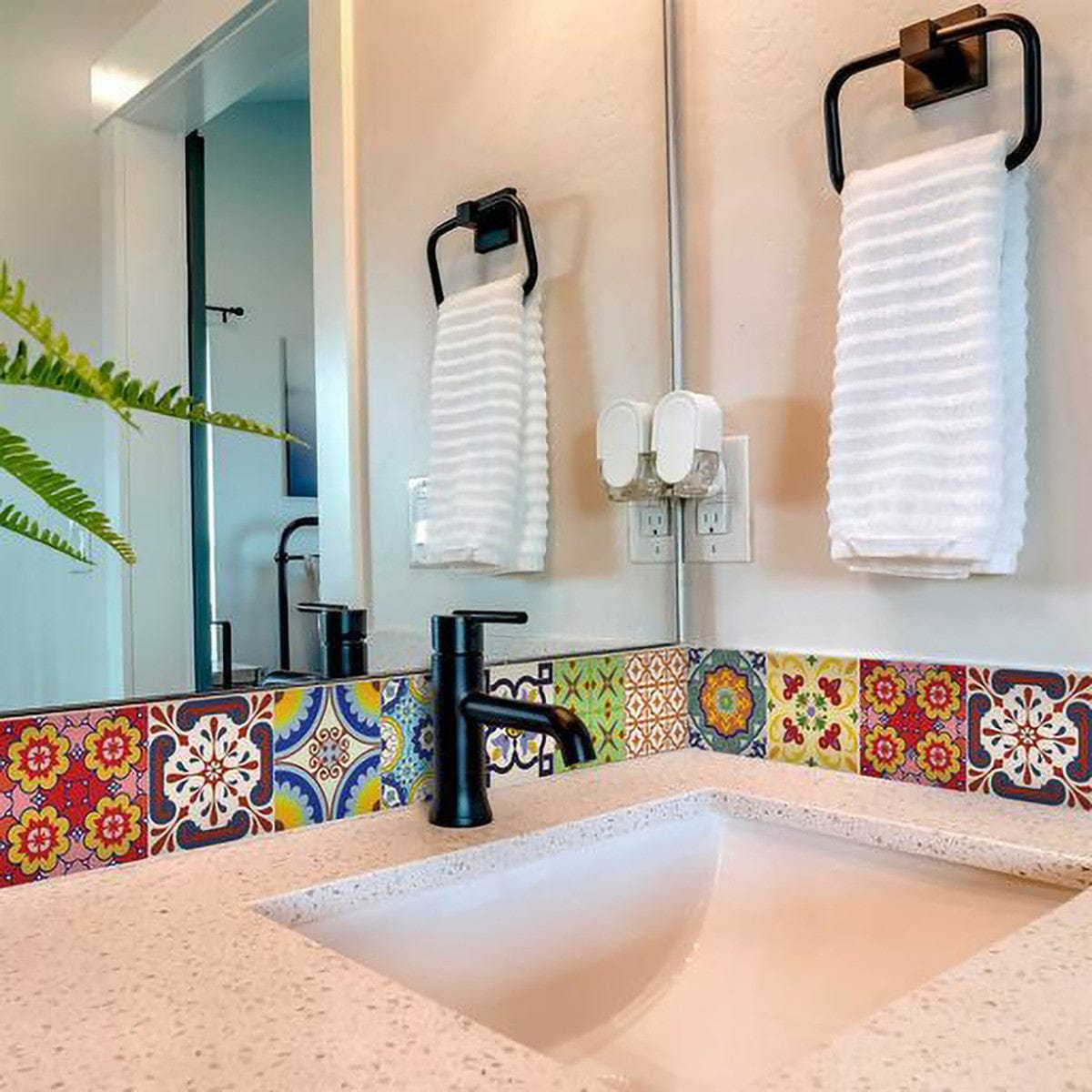 8" X 8" Auguri Geo Peel and Stick Removable Tiles - Homeroots - Flyclothing LLC