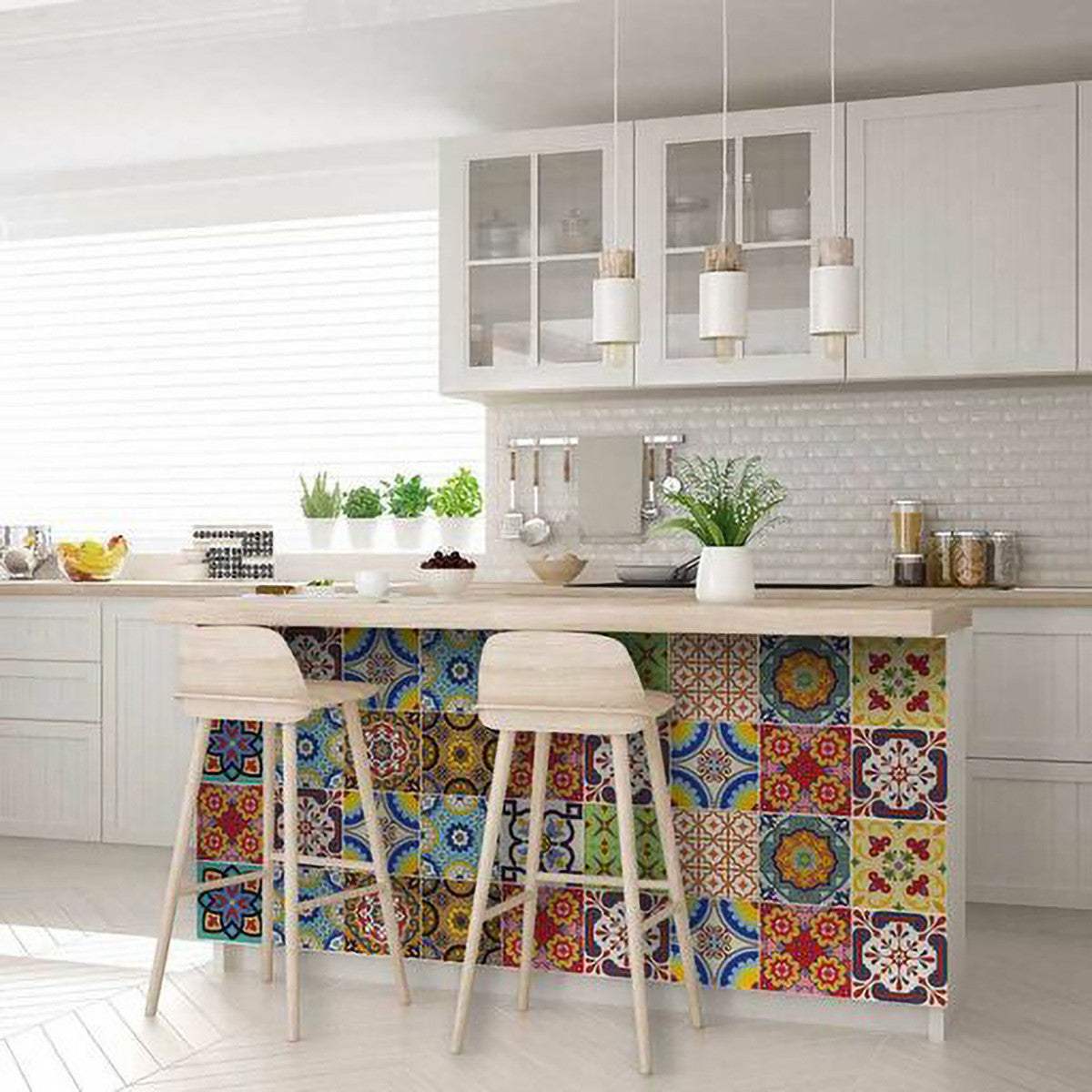 8" X 8" Auguri Geo Peel and Stick Removable Tiles - Homeroots - Flyclothing LLC