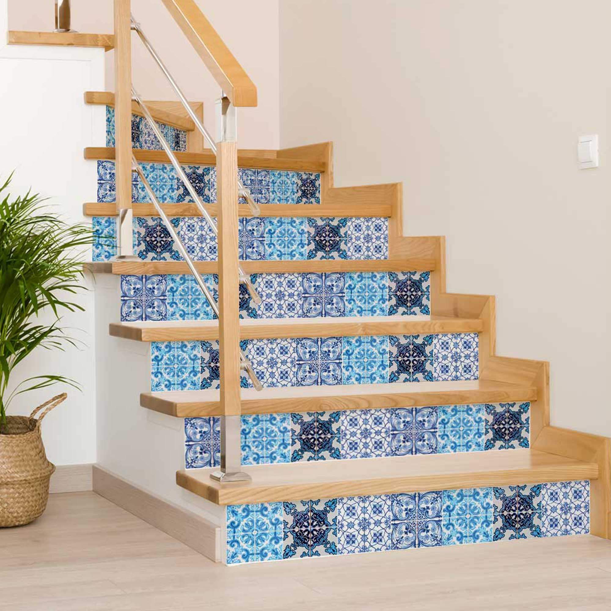 4" X 4" Mediterranean Blues Mosaic Peel and Stick Tiles - Homeroots - Flyclothing LLC