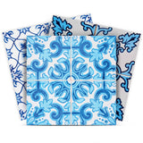 4" X 4" Mediterranean Blues Mosaic Peel and Stick Tiles - Homeroots