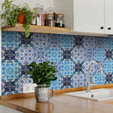 5" X 5" Mediterranean Blues Mosaic Peel and Stick Tiles - Homeroots - Flyclothing LLC