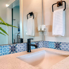 6" X 6" Mediterranean Blues Mosaic Peel and Stick Tiles - Homeroots