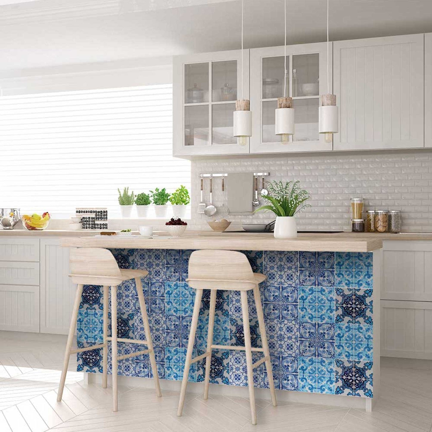 6" X 6" Mediterranean Blues Mosaic Peel and Stick Tiles - Homeroots - Flyclothing LLC