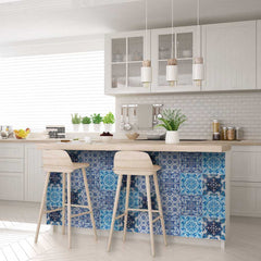 6" X 6" Mediterranean Blues Mosaic Peel and Stick Tiles - Homeroots