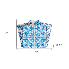 6" X 6" Mediterranean Blues Mosaic Peel and Stick Tiles - Homeroots