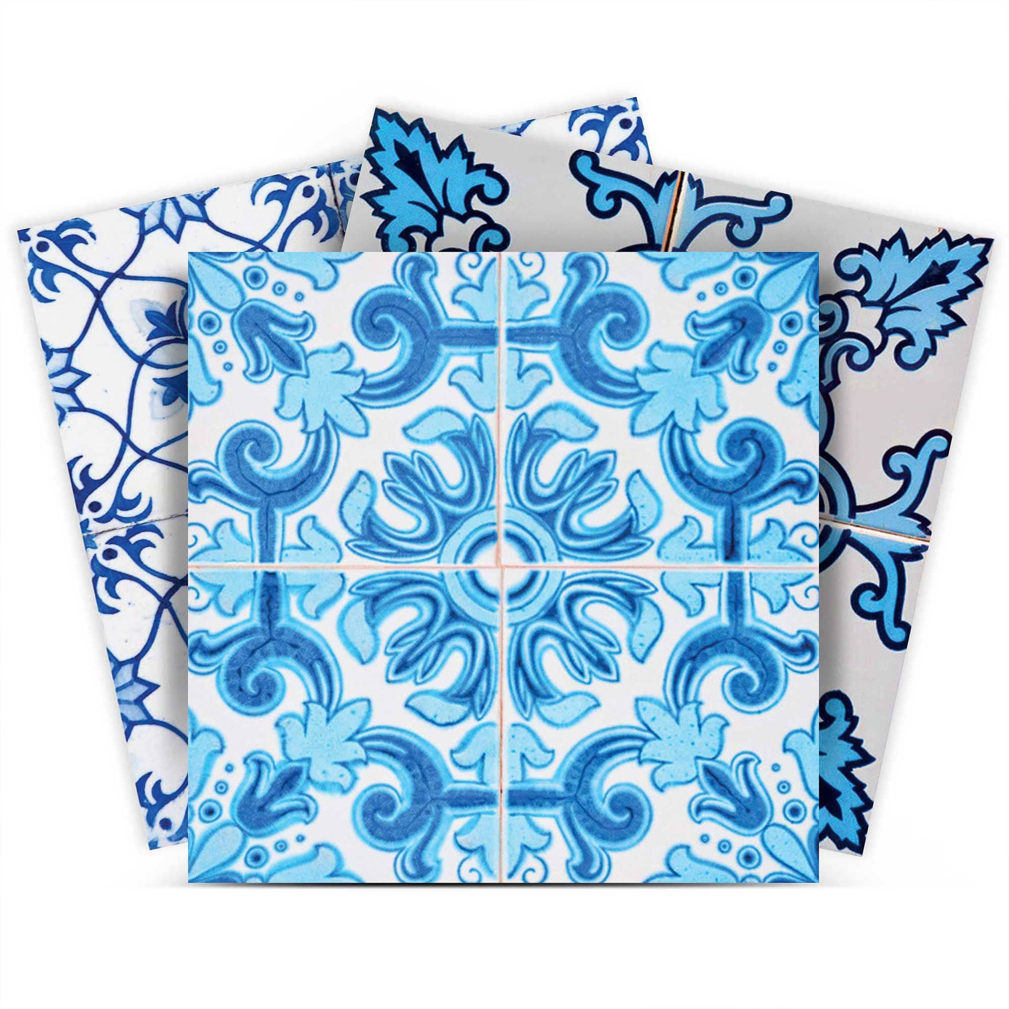 6" X 6" Mediterranean Blues Mosaic Peel and Stick Tiles - Homeroots
