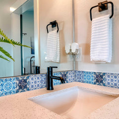 7" X 7" Mediterranean Blues Mosaic Peel and Stick Tiles