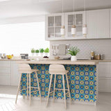 4" X 4" Aqua Floral Peel and Stick Removable Tiles - Homeroots - Flyclothing LLC