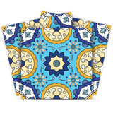 5" X 5" Aqua Floral Peel and Stick Removable  Tiles - Homeroots