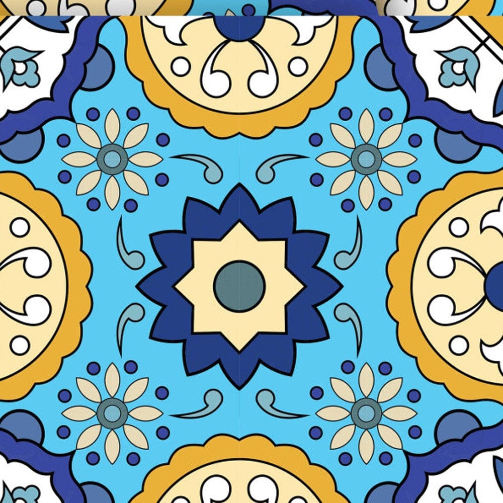 7" X 7" Aqua Floral Peel and Stick Removable Tiles - Homeroots - Flyclothing LLC