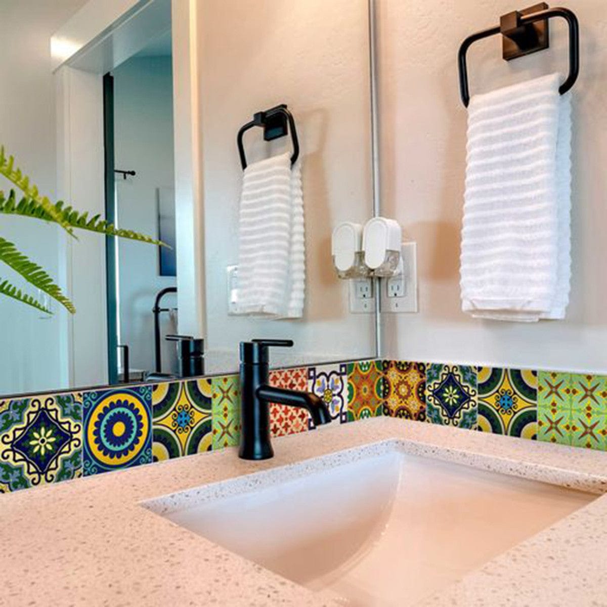 4" X 4" Euro Mosaic Peel and Stick Removable Tiles - Homeroots - Flyclothing LLC