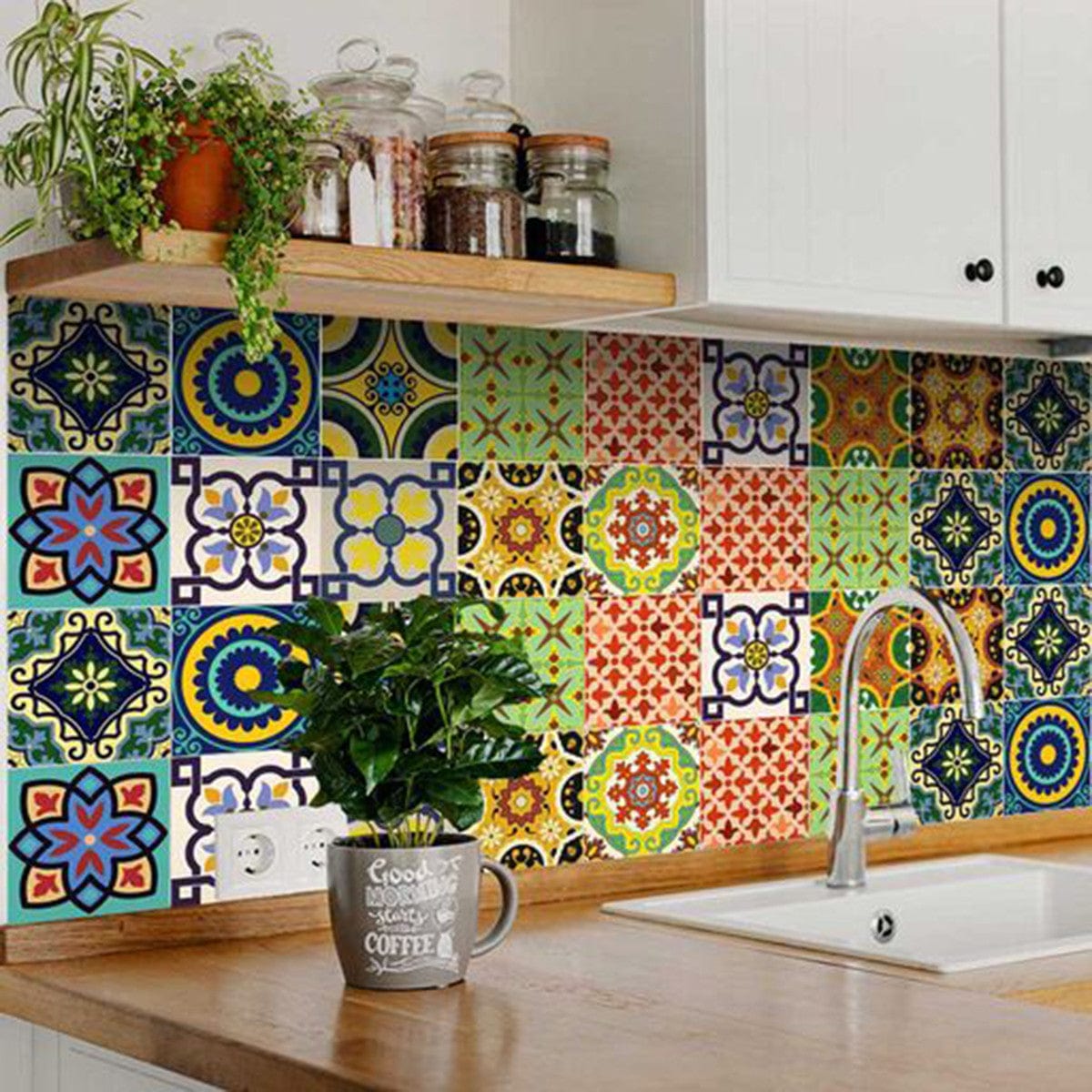 5" X 5" Euro Mosaic Peel and Stick Removable Tiles - Homeroots - Flyclothing LLC