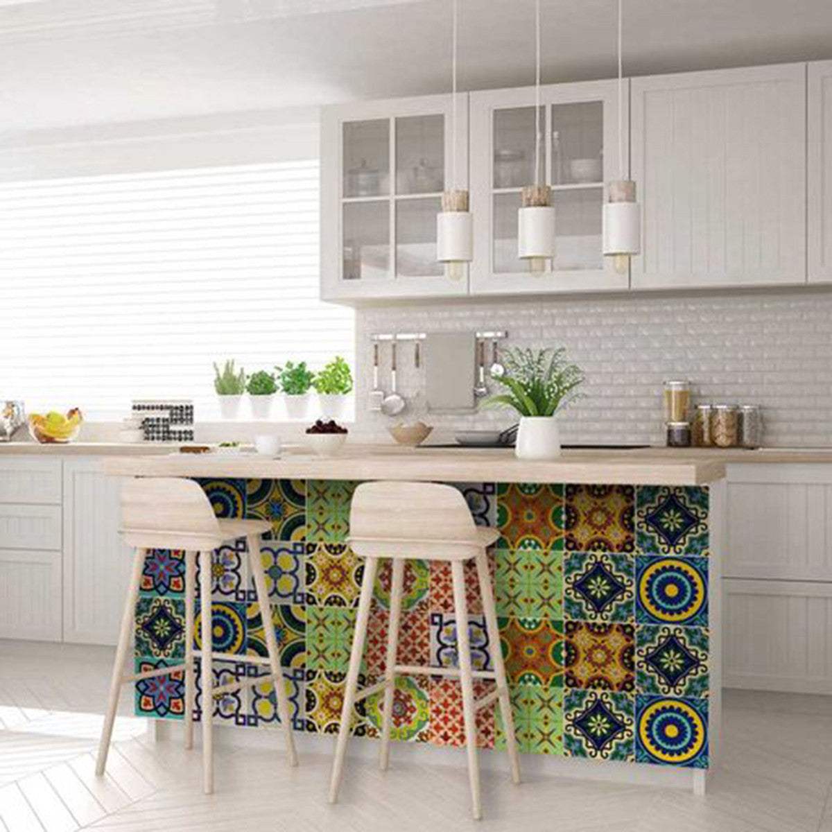 5" X 5" Euro Mosaic Peel and Stick Removable Tiles - Homeroots - Flyclothing LLC