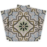 5" X 5" Taupe and Blue Scroll Peel and Stick Tiles - Homeroots