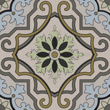 5" X 5" Taupe and Blue Scroll Peel and Stick Tiles - Homeroots