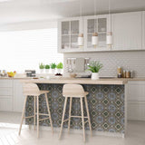6" X 6" Taupe and Blue Scroll Peel and Stick Tiles - Homeroots - Flyclothing LLC