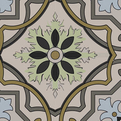 6" X 6" Taupe and Blue Scroll Peel and Stick Tiles - Homeroots