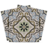 7" X 7" Taupe and Blue Scroll Peel and Stick Tiles - Homeroots - Flyclothing LLC