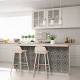 7" X 7" Taupe and Blue Scroll Peel and Stick Tiles - Homeroots - Flyclothing LLC