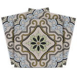 7" X 7" Taupe and Blue Scroll Peel and Stick Tiles - Homeroots