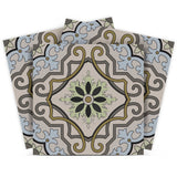 8" X 8" Taupe and Blue Scroll Peel and Stick Tiles - Homeroots