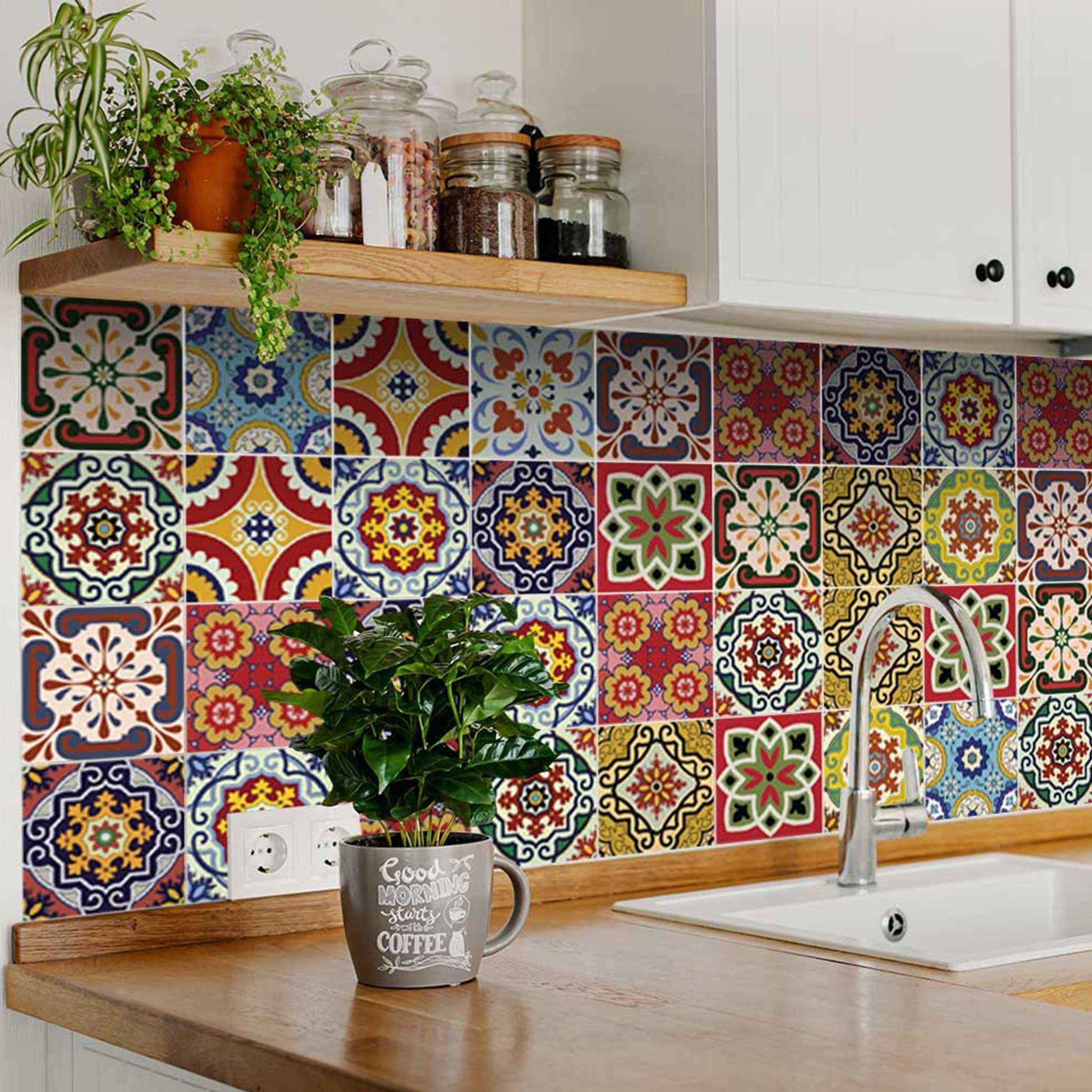 7" X 7" Mediterra Mosaic Peel and Stick Tiles - Homeroots - Flyclothing LLC