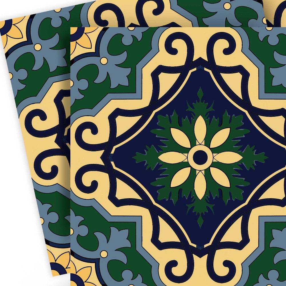 4" X 4" Agean Blue and Green Peel and Stick Tiles - Homeroots - Flyclothing LLC