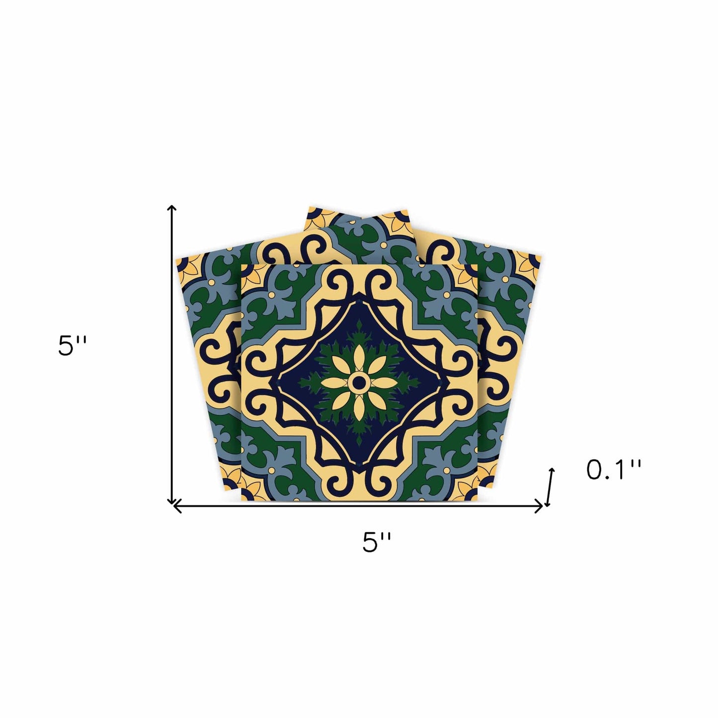 5" X 5" Agean Blue and Green Peel and Stick Tiles - Homeroots - Flyclothing LLC