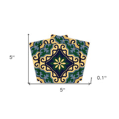 5" X 5" Agean Blue and Green Peel and Stick Tiles