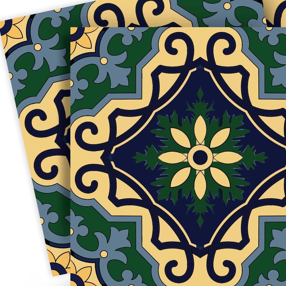 5" X 5" Agean Blue and Green Peel and Stick Tiles - Homeroots - Flyclothing LLC