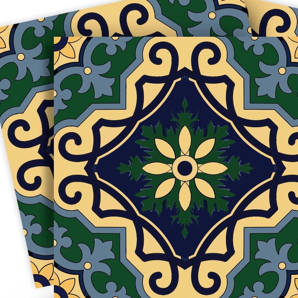 6" X 6" Agean Blue and Green Peel and Stick Tiles - Homeroots