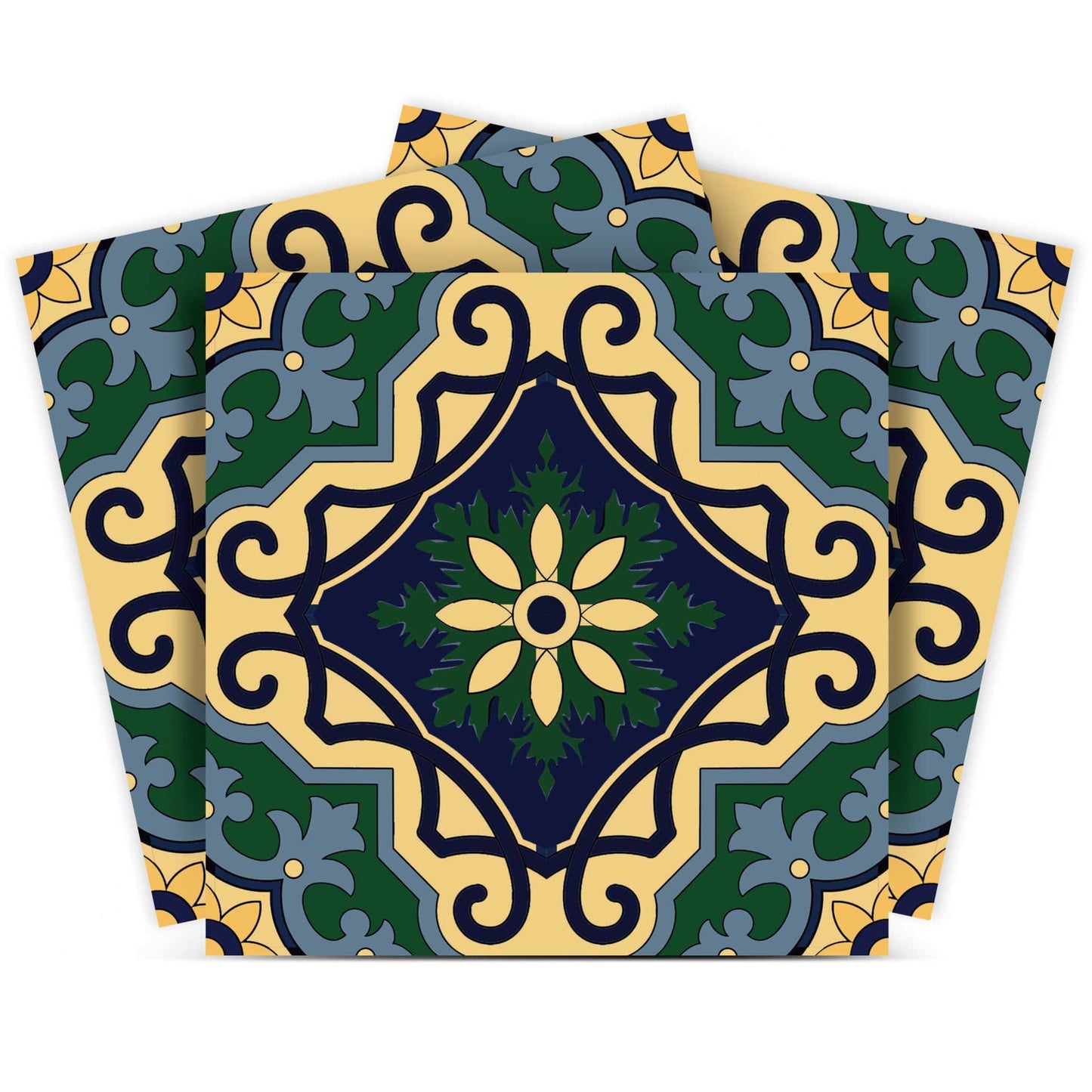 7" X 7" Agean Blue and Green Peel and Stick Tiles - Homeroots - Flyclothing LLC