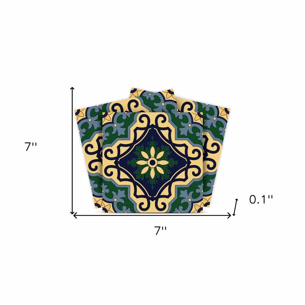 7" X 7" Agean Blue and Green Peel and Stick Tiles - Homeroots - Flyclothing LLC