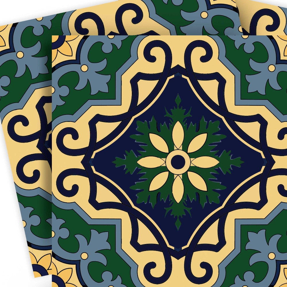 7" X 7" Agean Blue and Green Peel and Stick Tiles - Homeroots - Flyclothing LLC