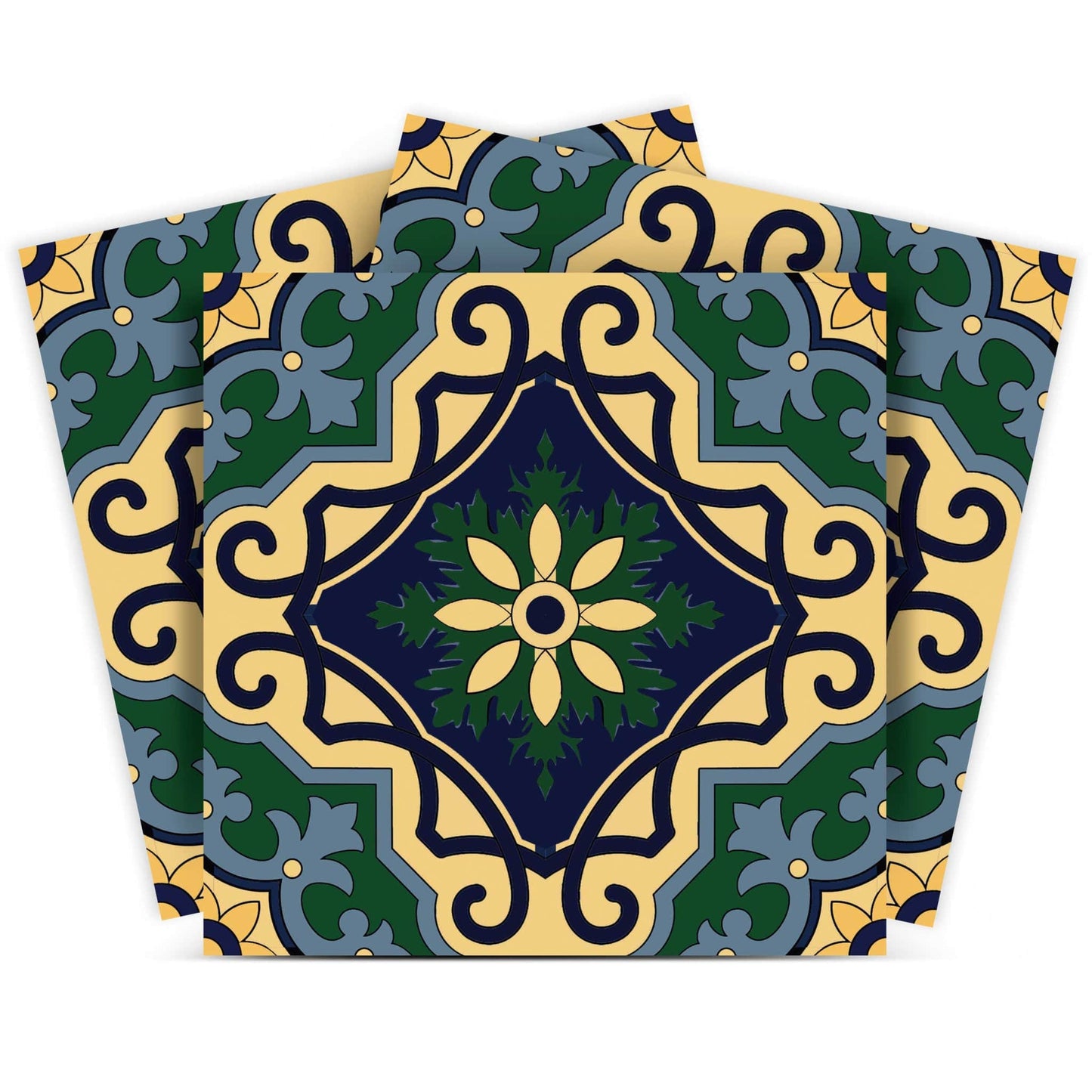 7" X 7" Agean Blue and Green Peel and Stick Tiles - Homeroots - Flyclothing LLC