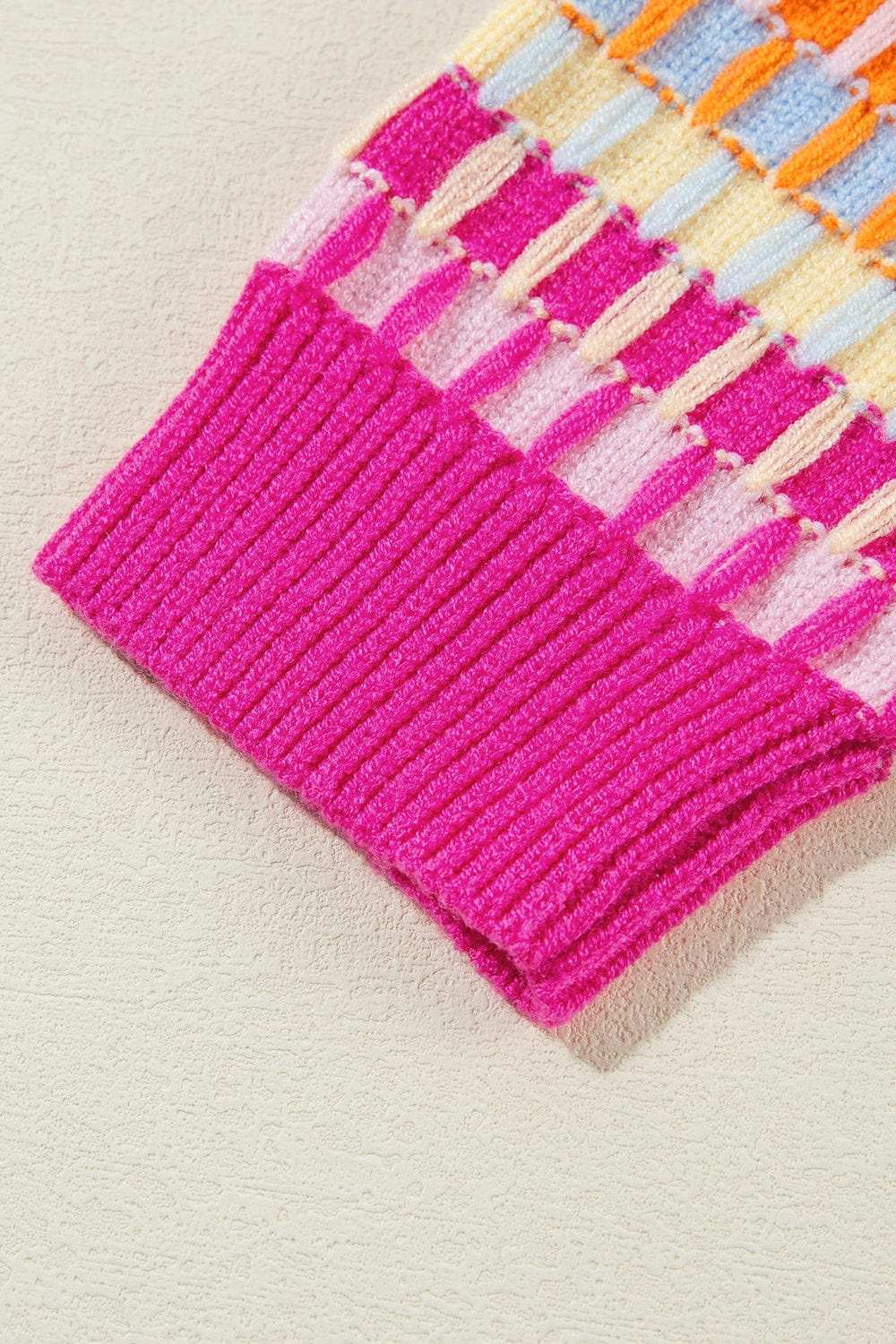 Contrast Round Neck Half Sleeve Knit Top - Trendsi - Flyclothing LLC