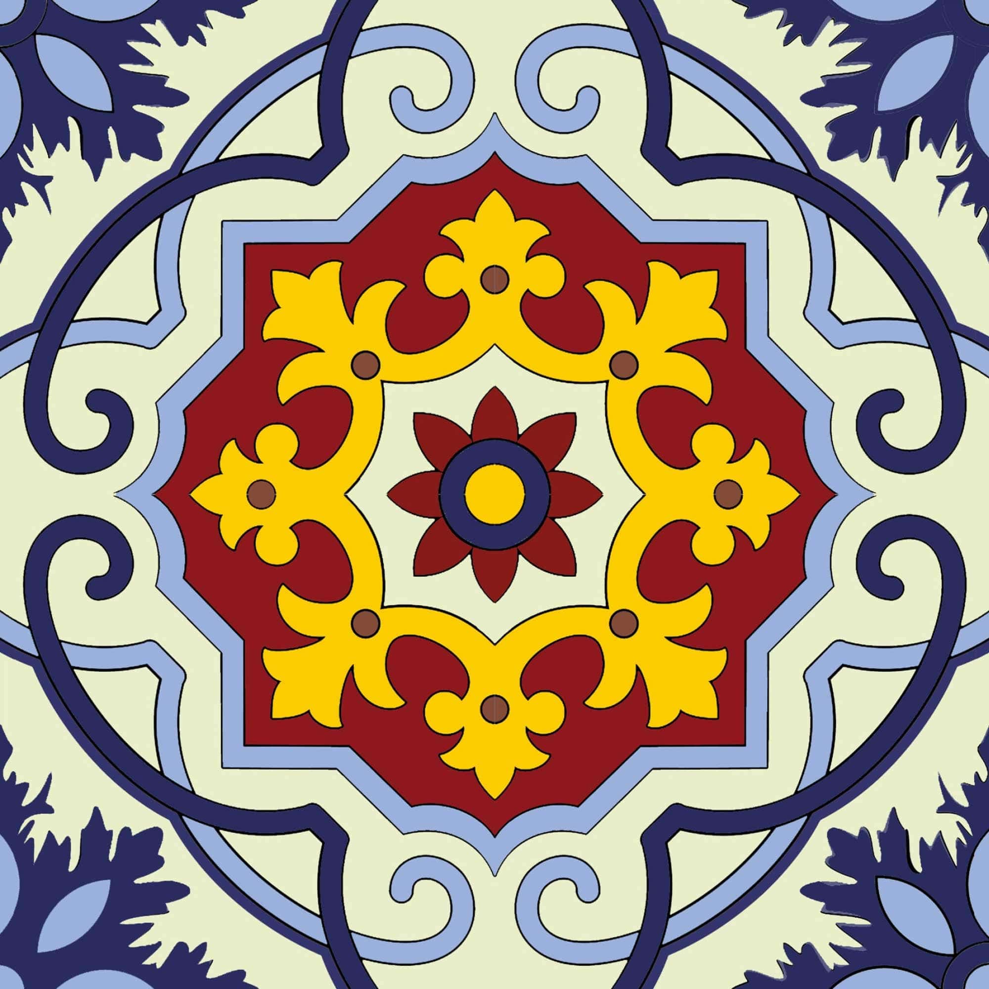 4" X 4" Blue And Yellow Mosaic Peel And Stick Removable Tiles - Homeroots