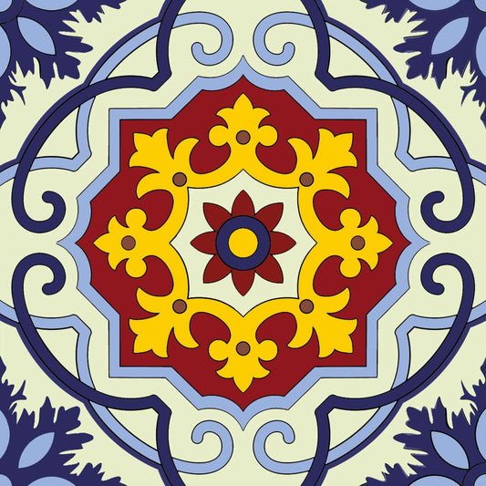 4" X 4" Blue And Yellow Mosaic Peel And Stick Removable Tiles - Homeroots