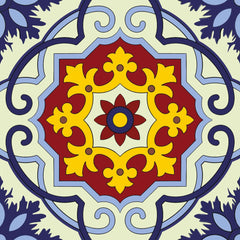 4" X 4" Blue And Yellow Mosaic Peel And Stick Removable Tiles - Homeroots