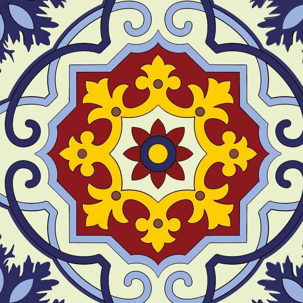 4" X 4" Blue And Yellow Mosaic Peel And Stick Removable Tiles - Homeroots