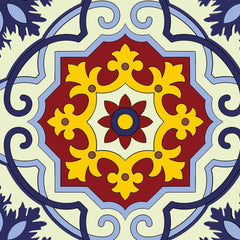 4" X 4" Blue And Yellow Mosaic Peel And Stick Removable Tiles - Homeroots