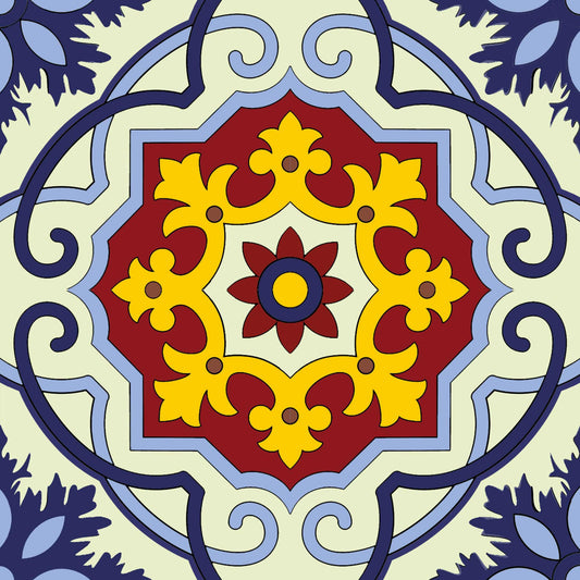 5" X 5" Blue And Yellow Mosaic Peel And Stick Removable Tiles