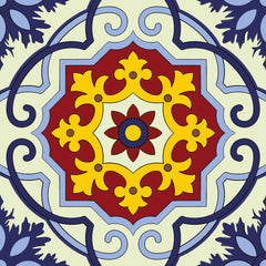 5" X 5" Blue And Yellow Mosaic Peel And Stick Removable Tiles