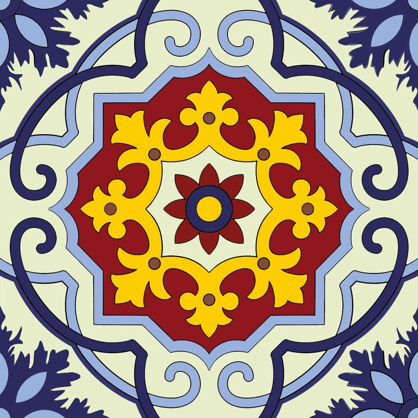 7" X 7" Blue And Yellow Mosaic Peel And Stick Removable Tiles - Homeroots - Flyclothing LLC