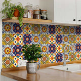 8" X 8" Blue And Yellow Mosaic Peel And Stick Removable Tiles - Homeroots - Flyclothing LLC